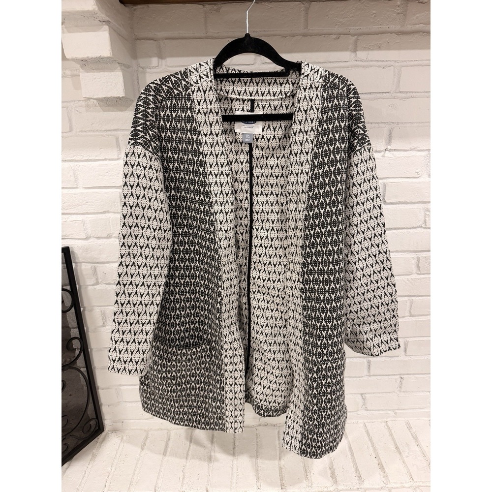 Old Navy Open sweater Jacket Black and white Geometric size XXL